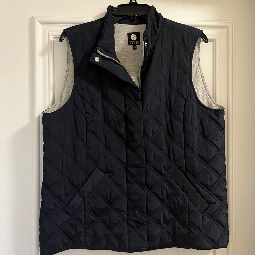 Jones New York Black Quilted Vest